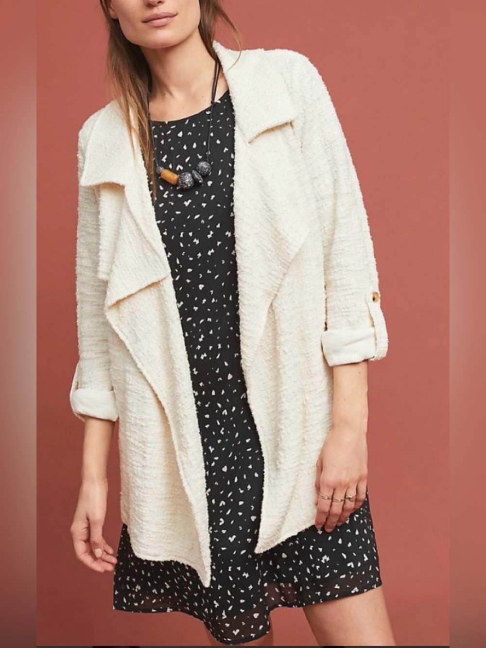 Anthropologie Dolan Left Coast Collection Ivory Textured Draped Jacket M